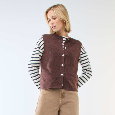 Sleeveless Solid Color Vest BROWN