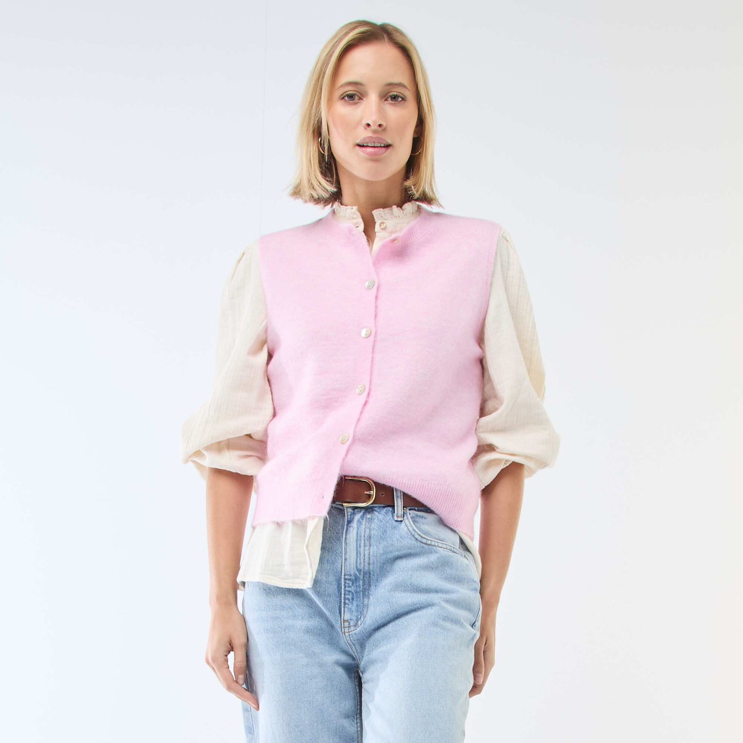 Sleeveless Solid Vest PINK