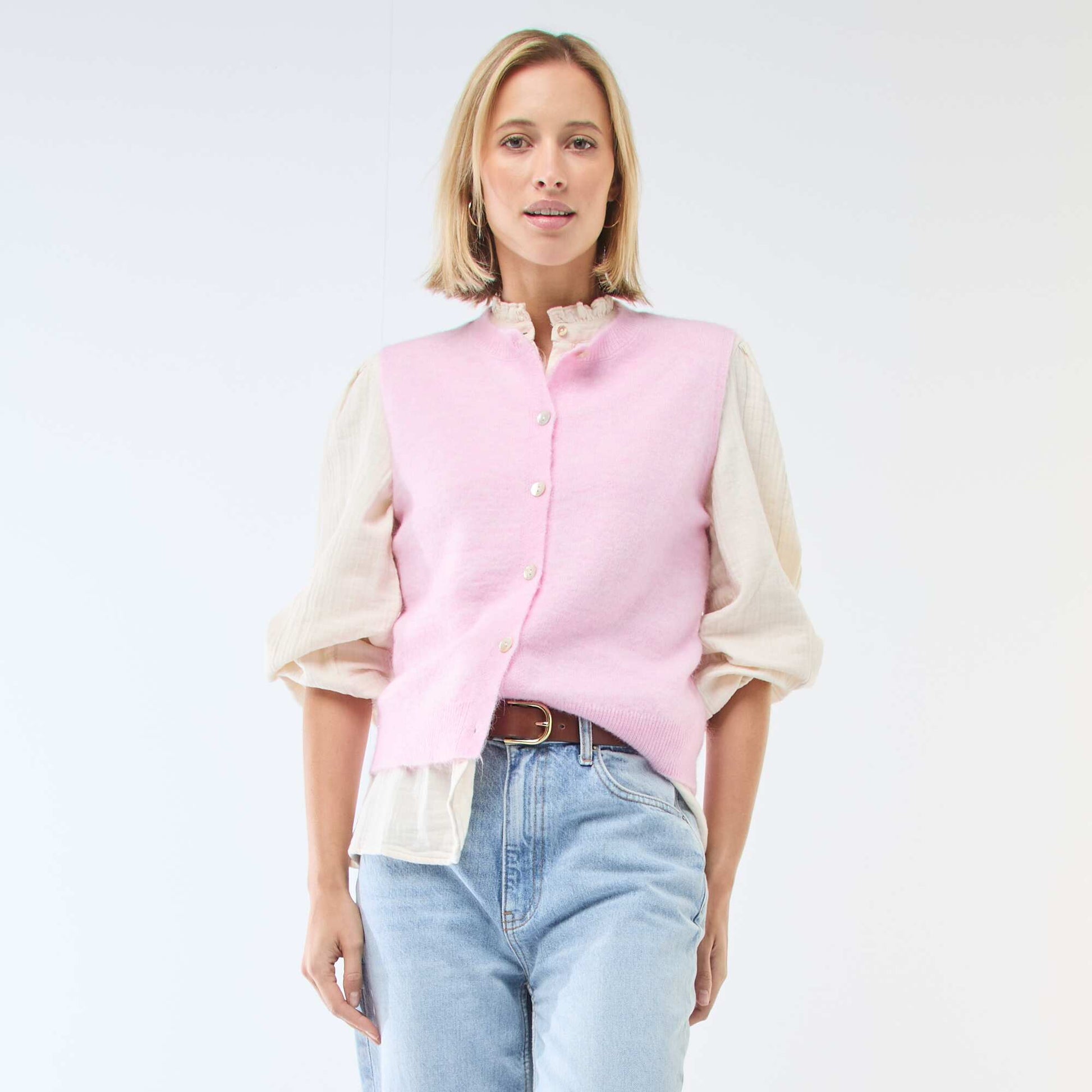 Sleeveless Solid Vest PINK