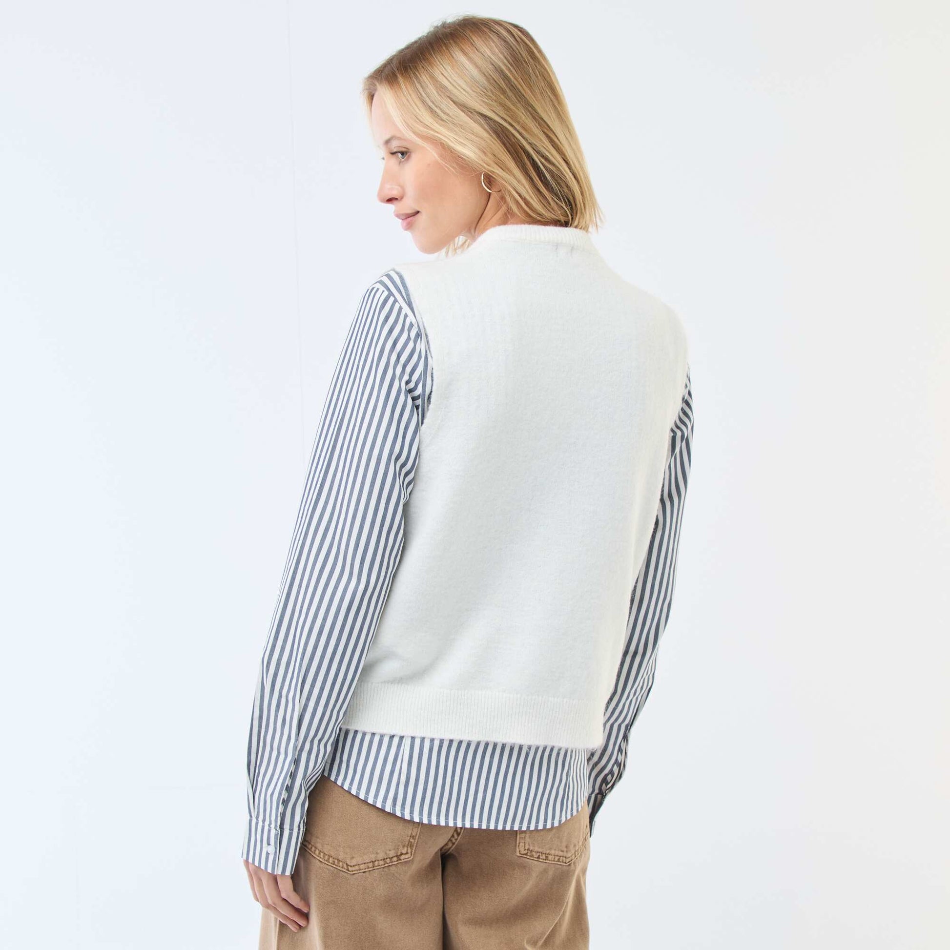 Sleeveless Solid Vest BEIGE