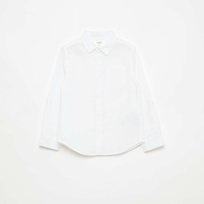 Shirt with Pocket and Roll-Up Sleeves WHITE
