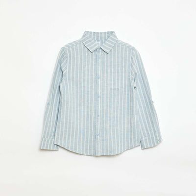 Shirt with Pocket and Roll-Up Sleeves BLUE