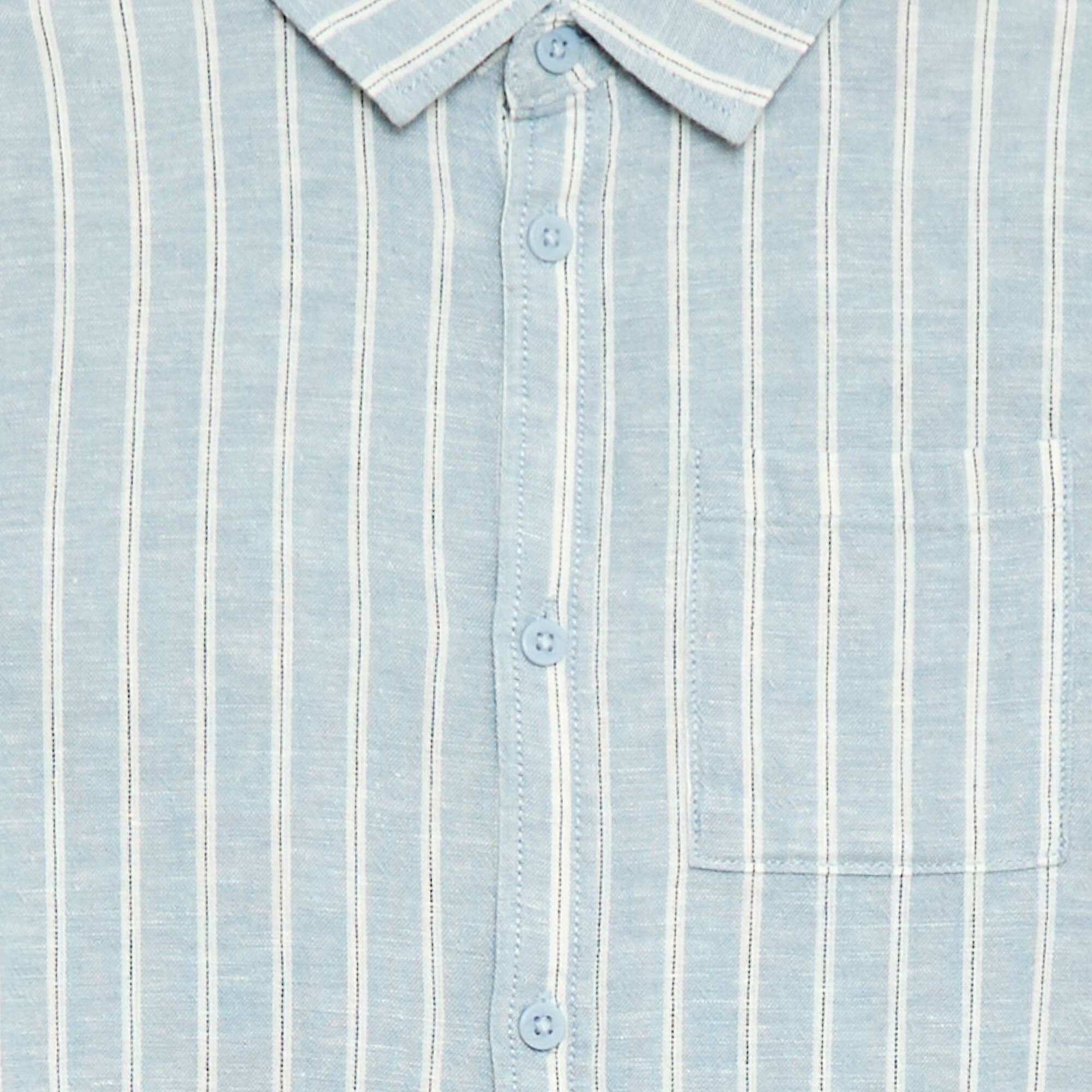 Shirt with Pocket and Roll-Up Sleeves BLUE