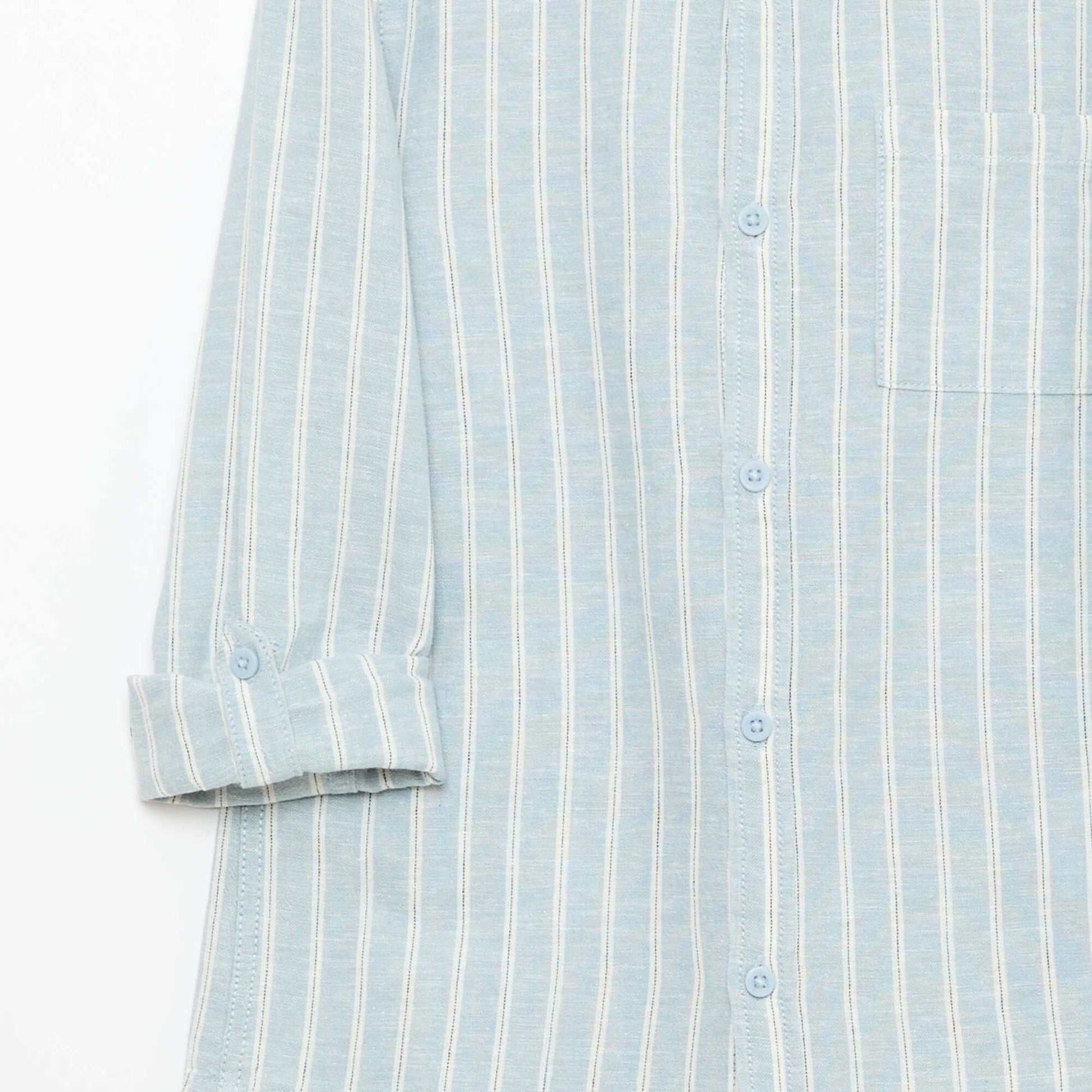 Shirt with Pocket and Roll-Up Sleeves BLUE