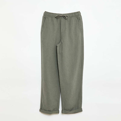 Linen-Blend Joggers GREEN