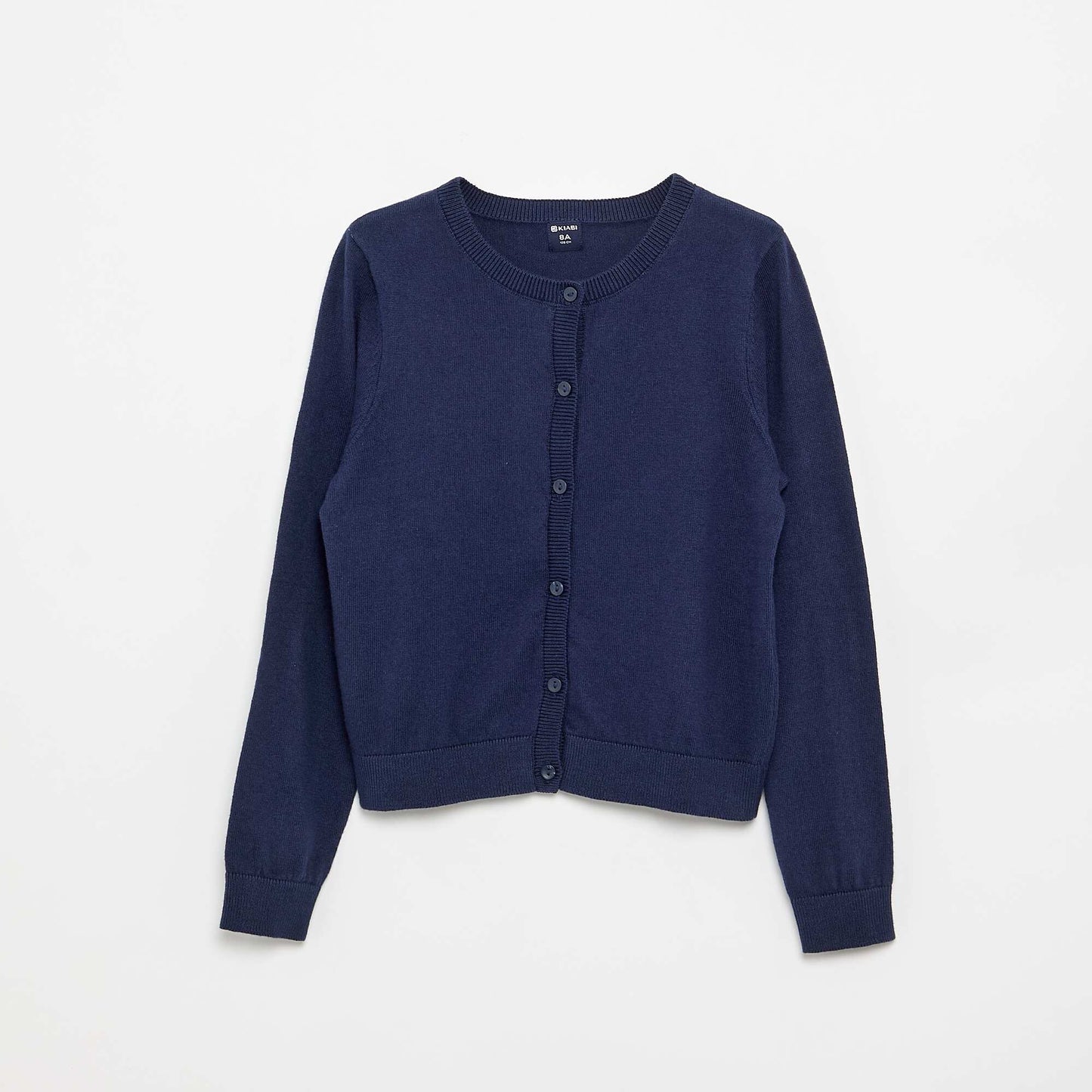 Lightweight Plain Round-Neck Cardigan BLACK