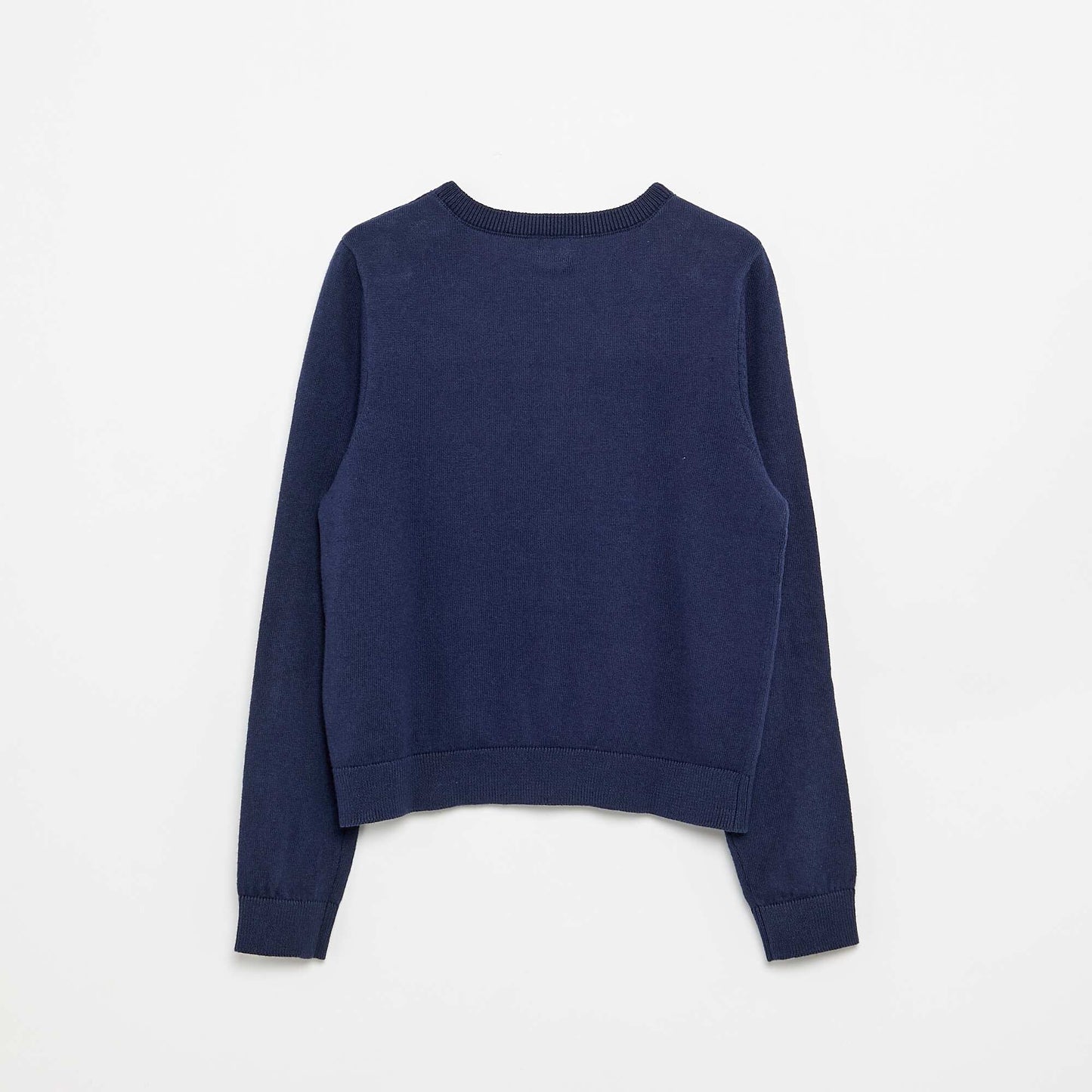 Lightweight Plain Round-Neck Cardigan BLACK