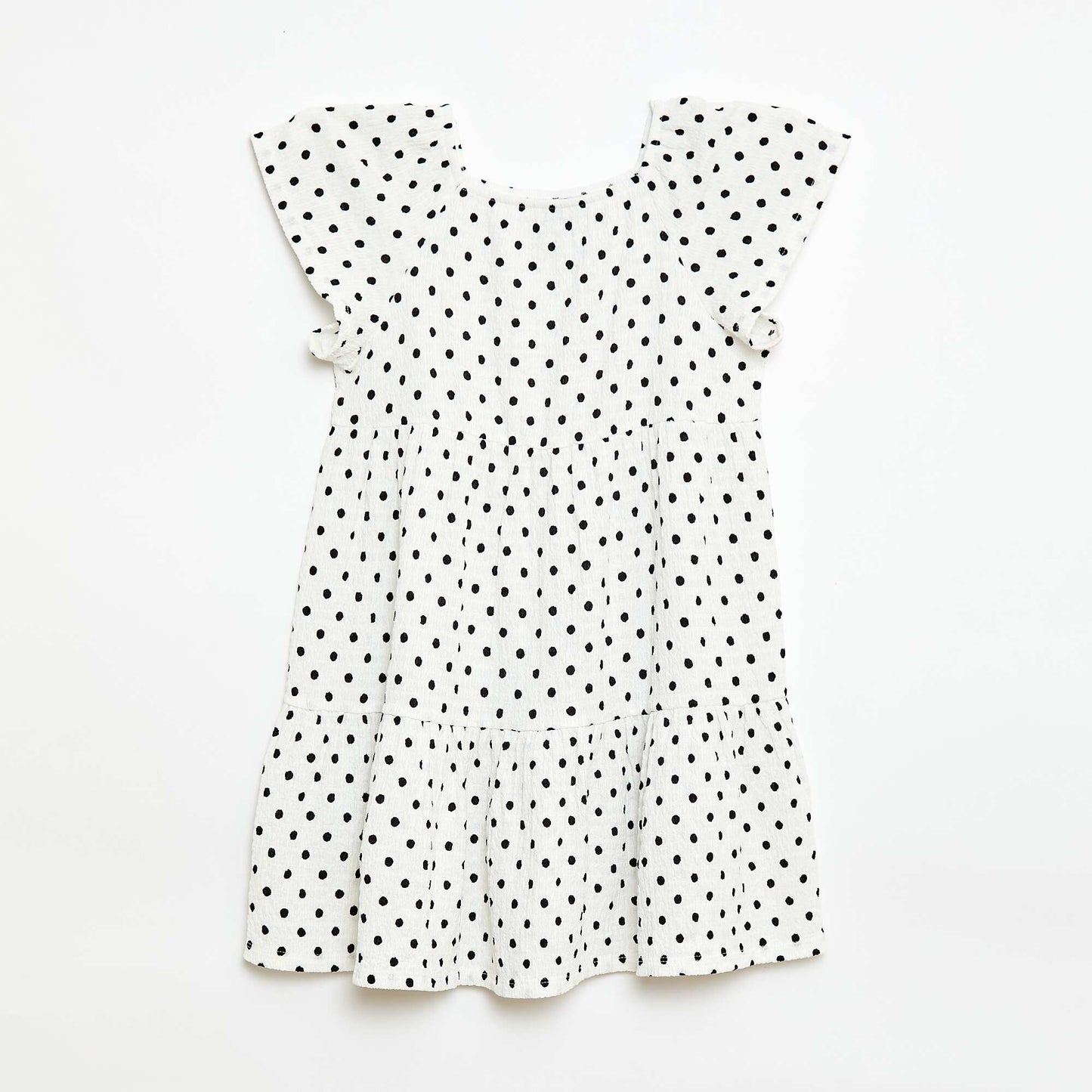 Crepe Knit Polka Dot Dress WHITE