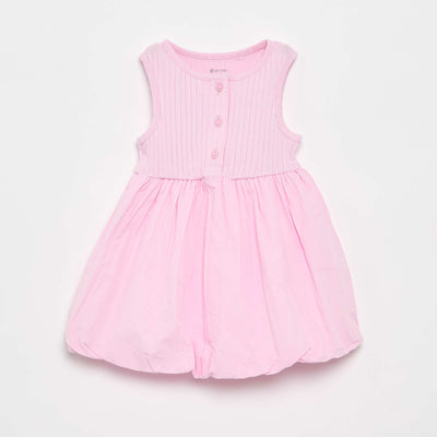 Sleeveless Mixed-Material Dress PINK