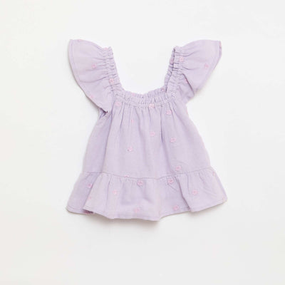 Sleeveless Embroidered Blouse PURPLE