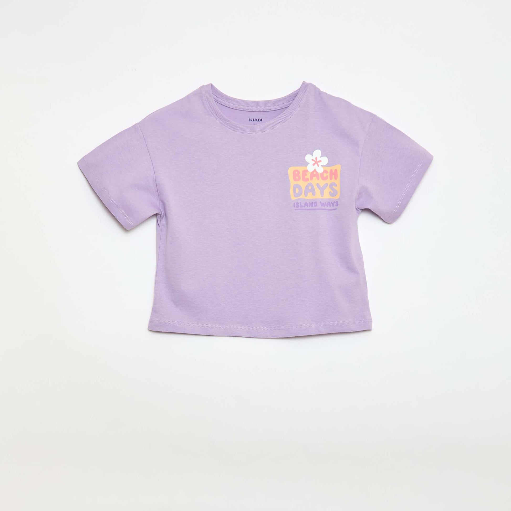 Loose-fit T-shirt with back & chest print PURPLE
