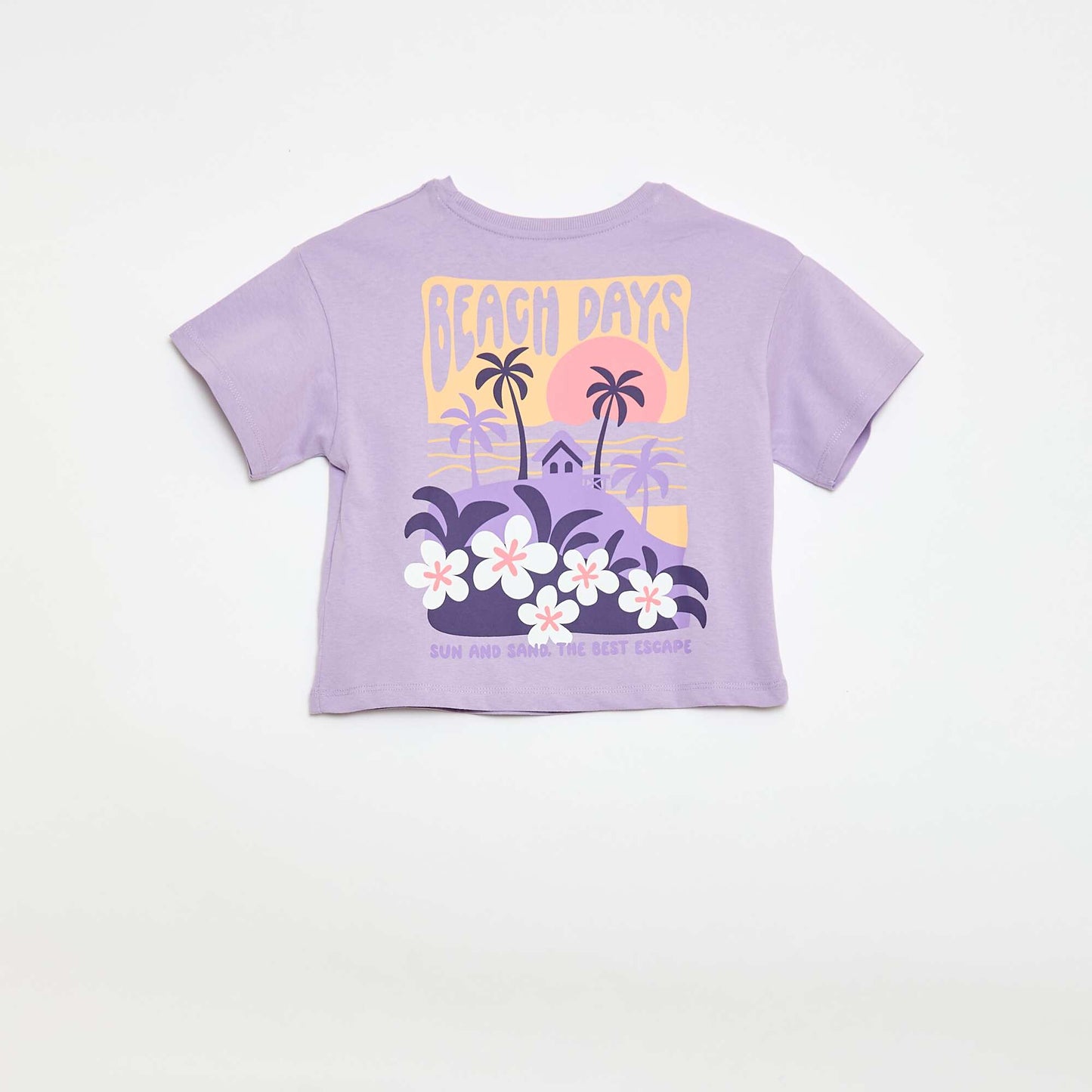 Loose-fit T-shirt with back & chest print PURPLE