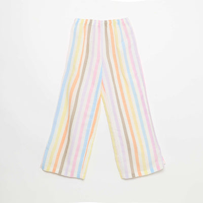 Straight-leg linen blend trousers WHITE