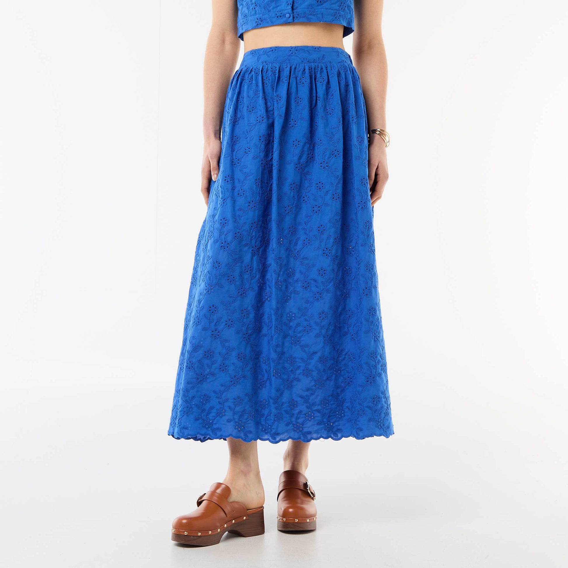 Long Skirt with Broderie Anglaise BLUE
