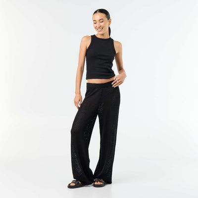 Crochet Knit Beach Trousers BLACK