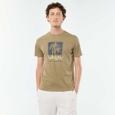 Short-sleeved graphic print T-shirt GREEN