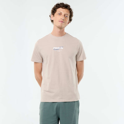 Short-sleeved graphic print T-shirt BEIGE