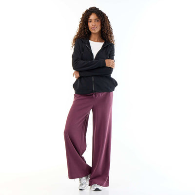 Maternity wide leg French terry joggers PURPLE