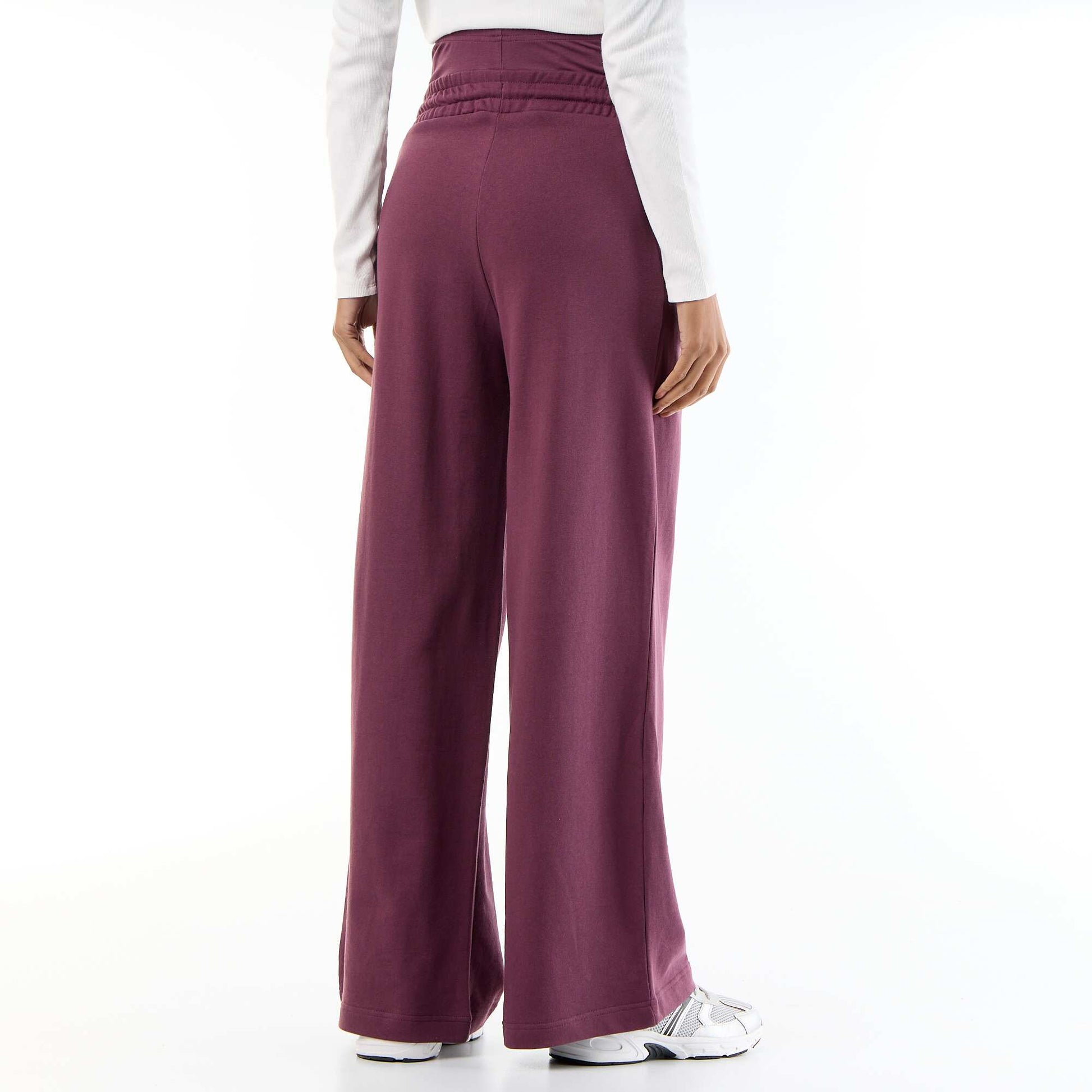 Maternity wide leg French terry joggers PURPLE