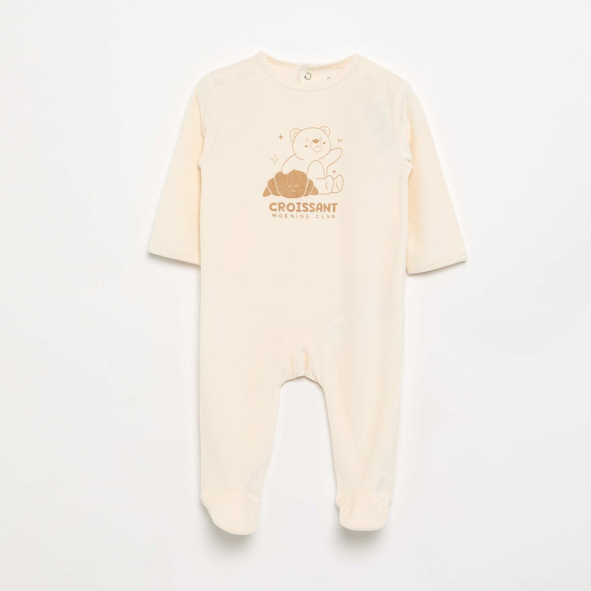 Velvet Sleepsuit with Feet WHITE