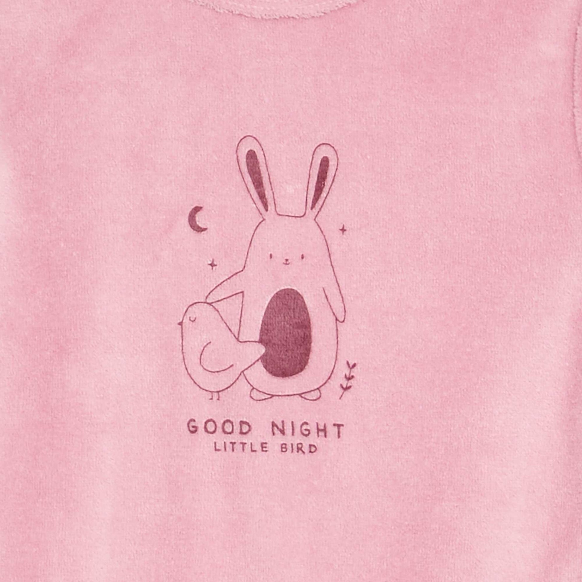 Velvet Sleepsuit with Feet PINK