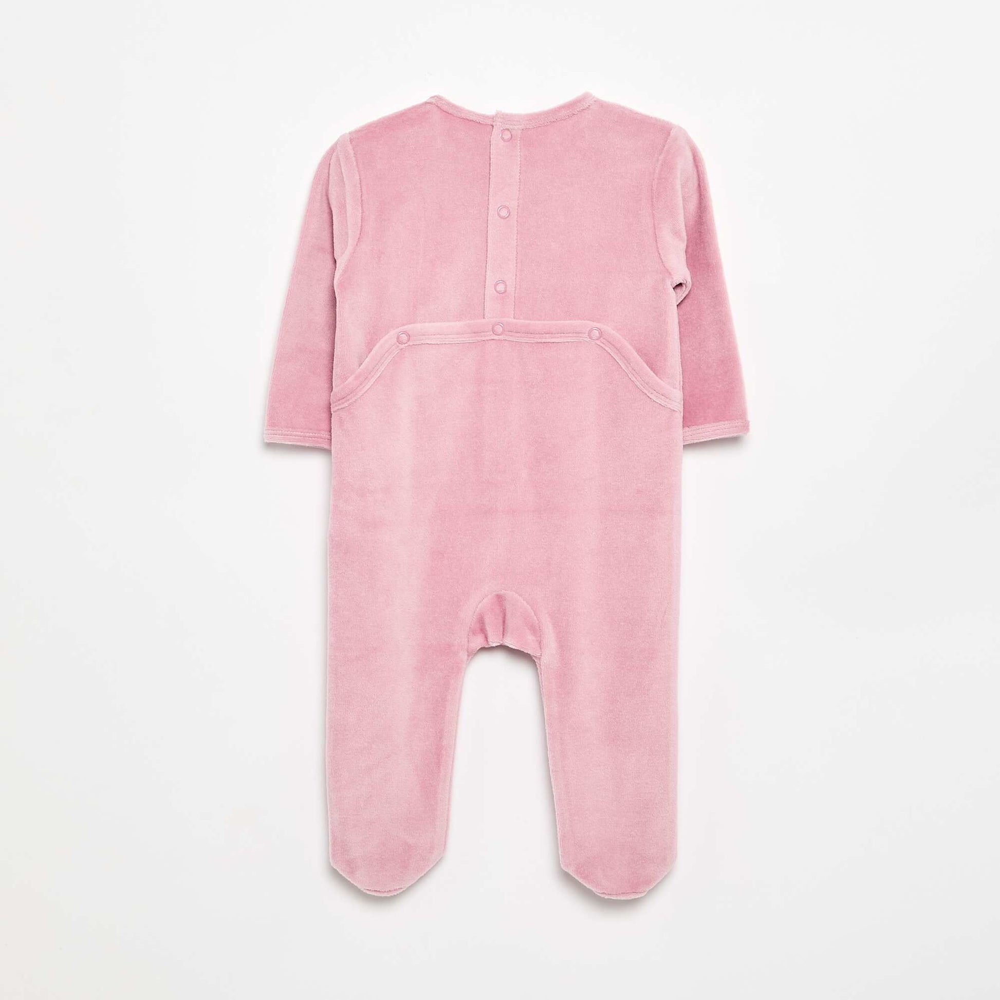 Velvet Sleepsuit with Feet PINK