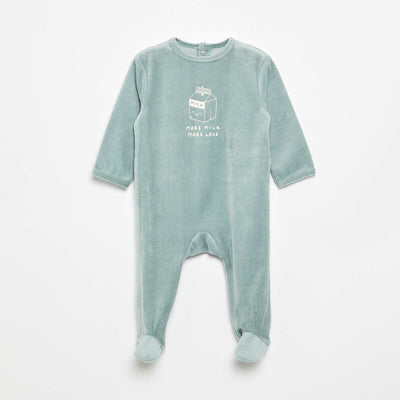 Velvet Sleepsuit with Feet BLUE