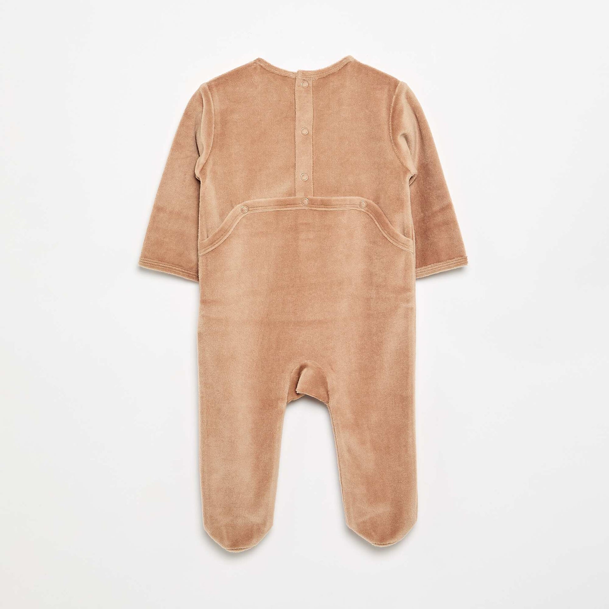 Velvet Sleepsuit with Feet BROWN
