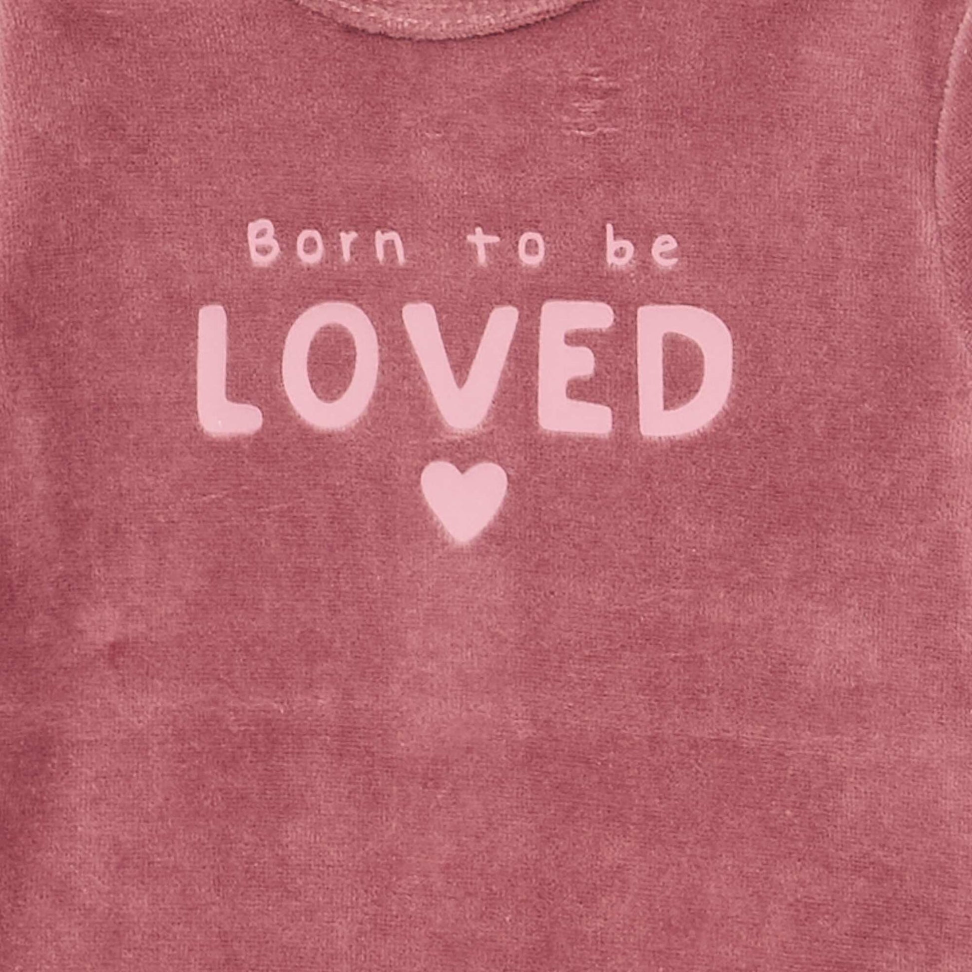 Velvet Sleepsuit with Feet PINK