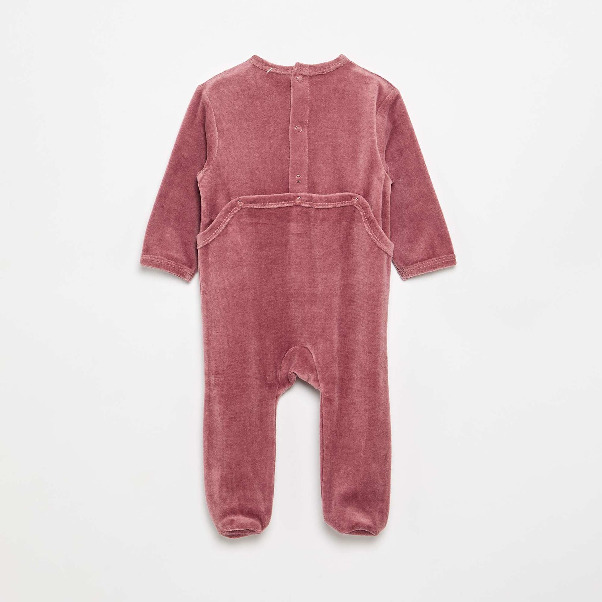 Velvet Sleepsuit with Feet PINK
