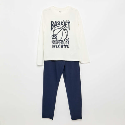 2-piece pajamas - Long-sleeved T-shirt + pants WHITE