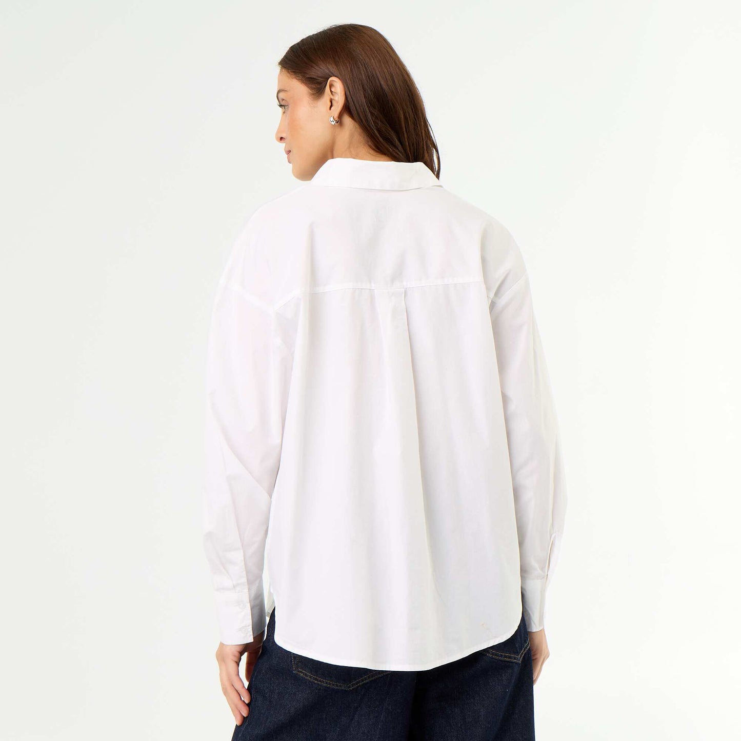 Plain long-sleeved shirt WHITE