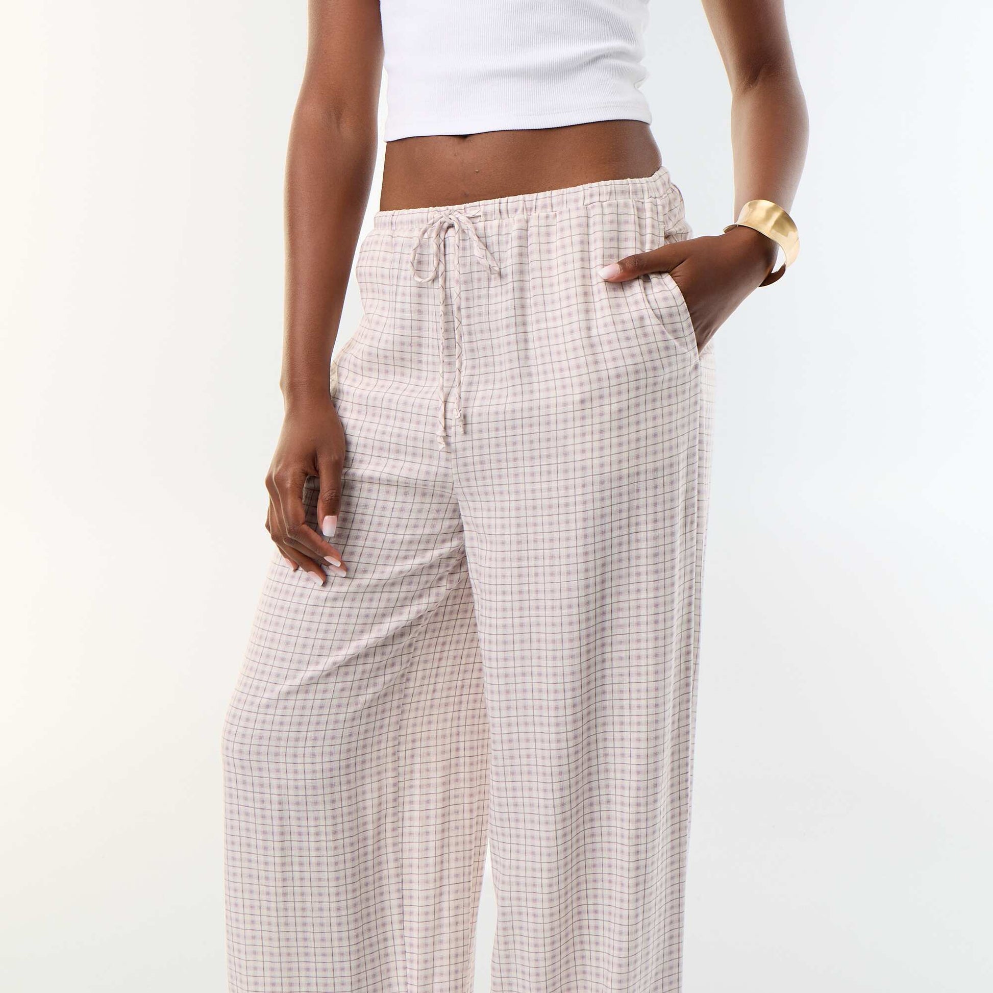 Solid Color Balloon Fit Trousers with 2 Pockets PURPLE