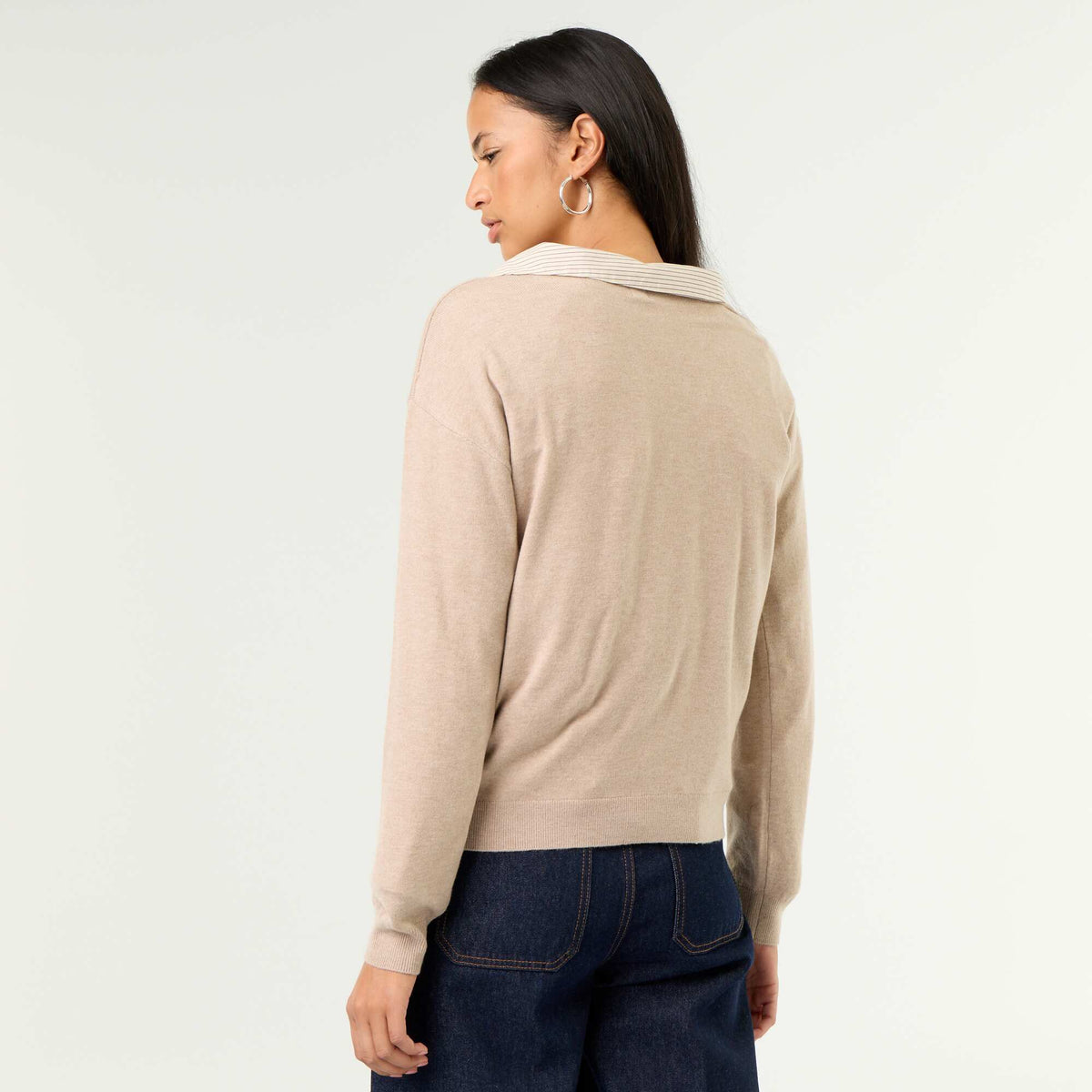Lightweight V-neck Sweater BEIGE