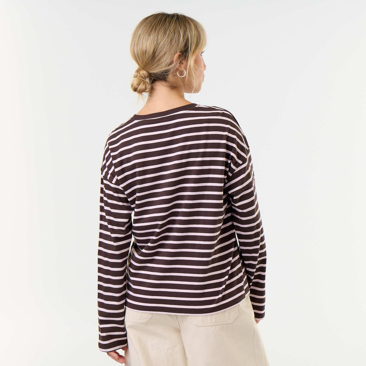 Striped Long-Sleeved T-shirt BROWN