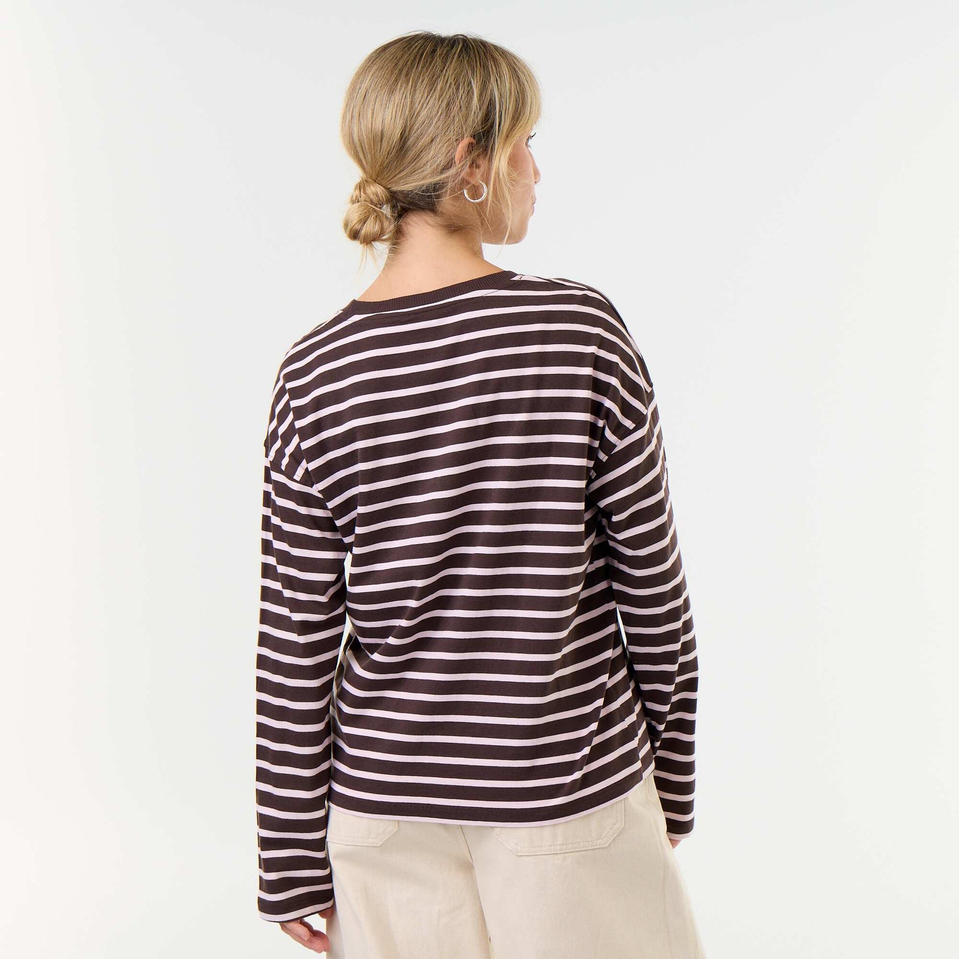 Striped Long-Sleeved T-shirt BROWN