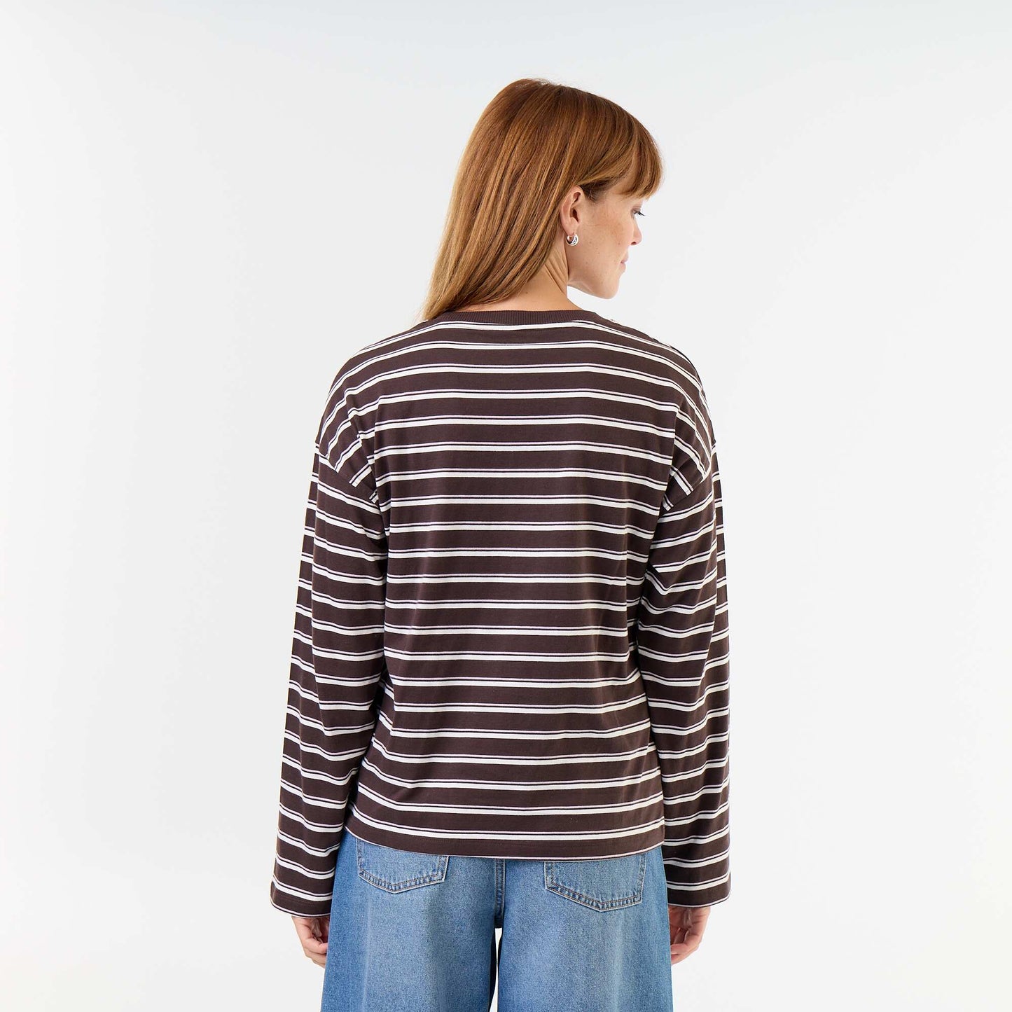 Striped Long-Sleeved T-shirt BROWN