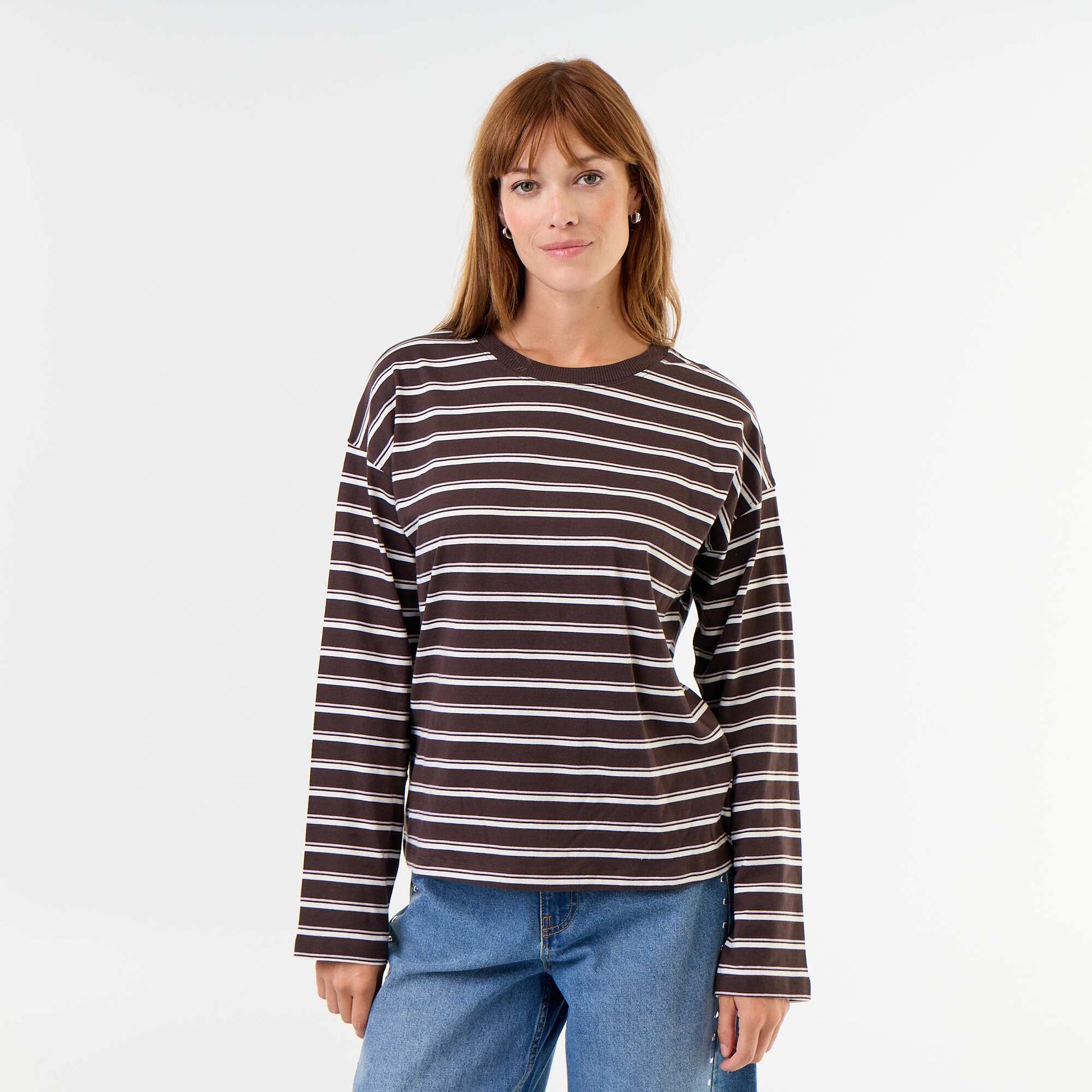 Striped Long-Sleeved T-shirt BROWN