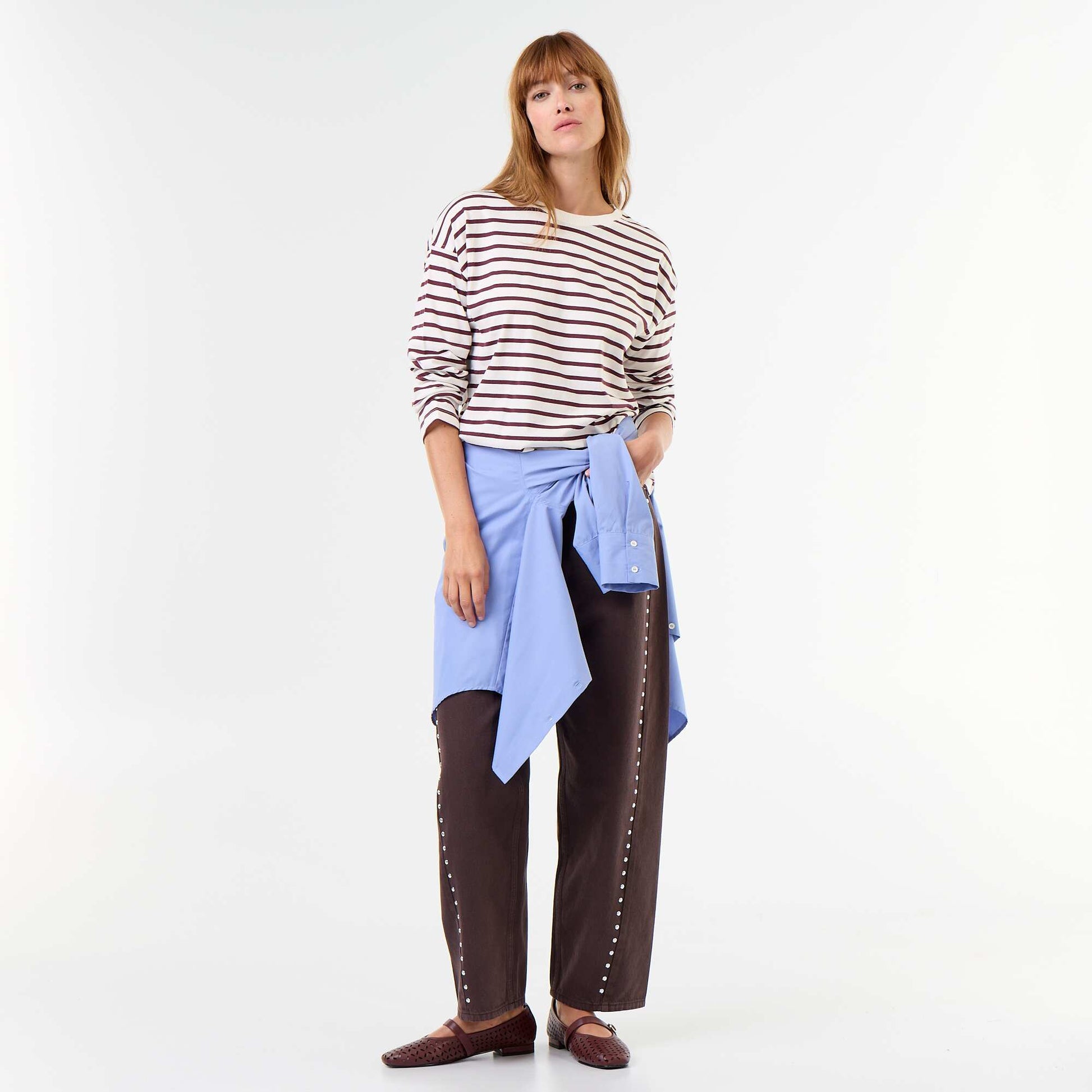 Striped Long-Sleeved T-shirt WHITE