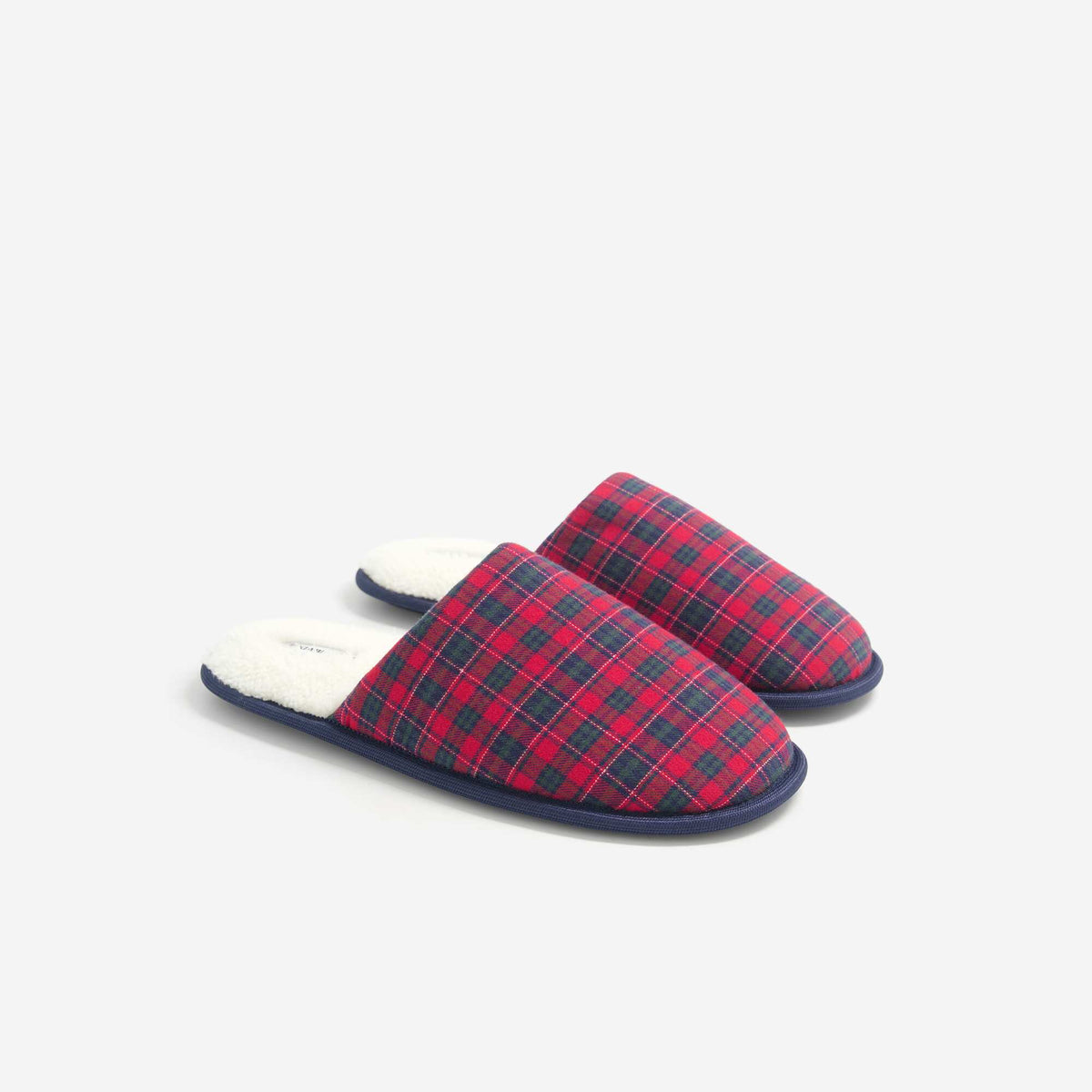 Checked Lined Slippers RED