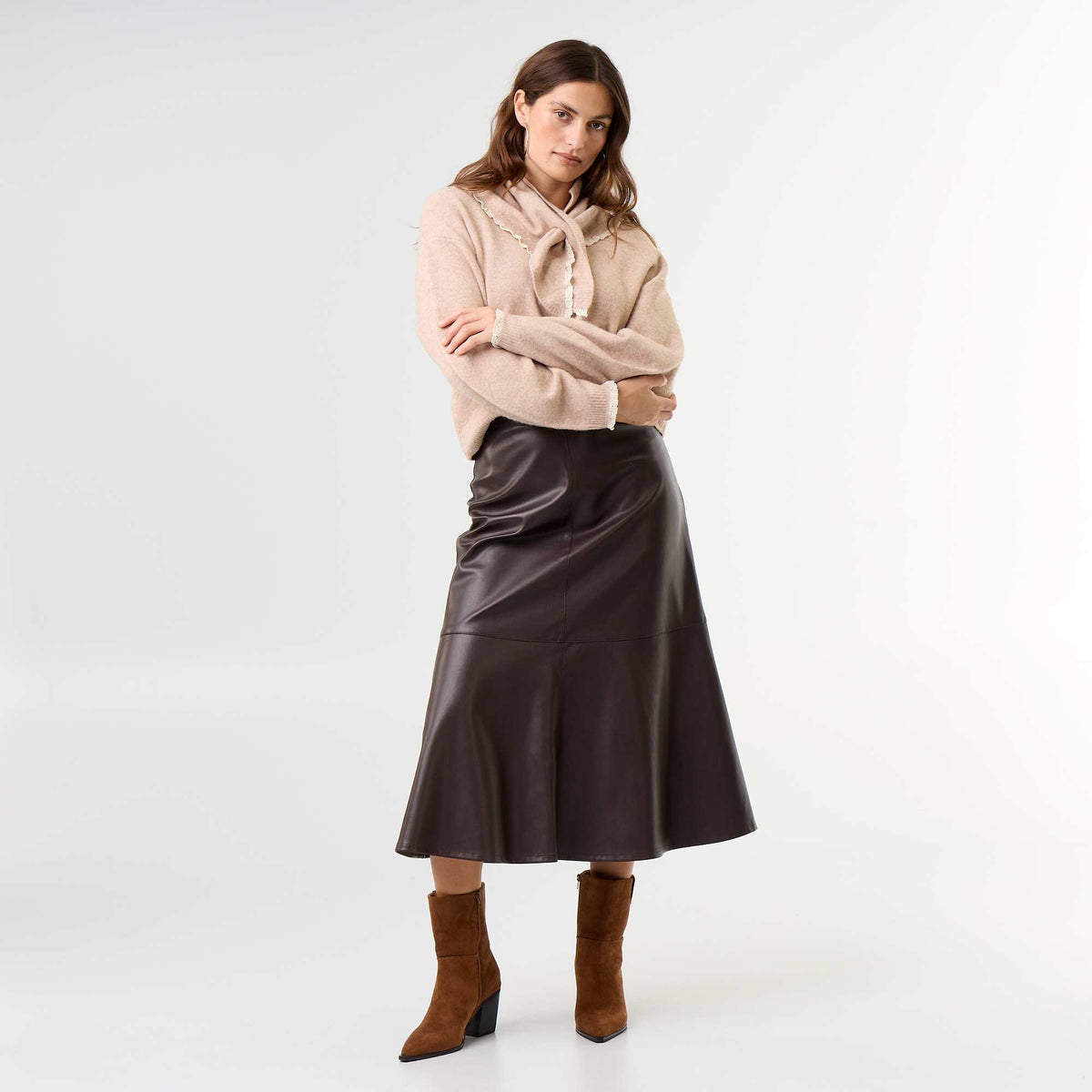 Sweater with matching scarf BEIGE