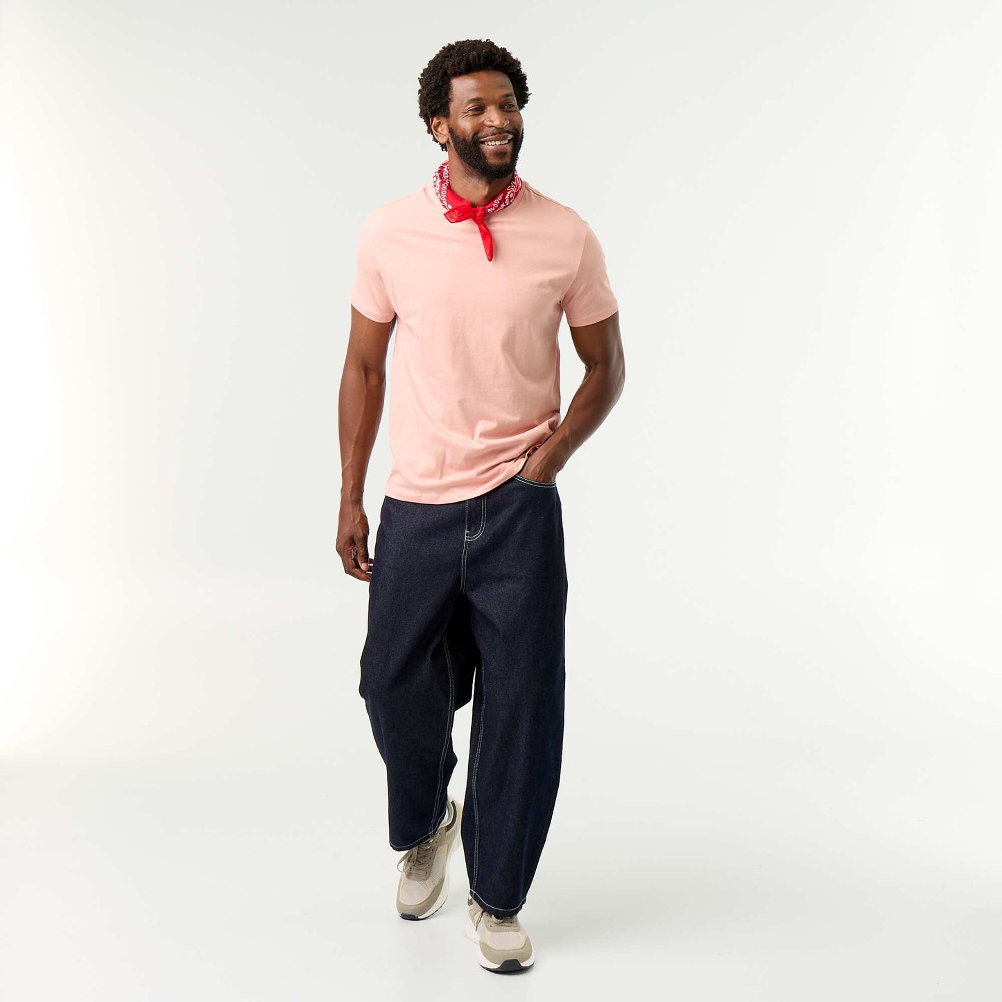 Straight-Cut Plain Jersey T-shirt PINK
