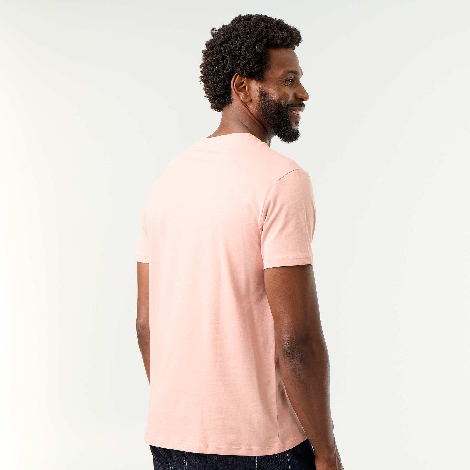 Straight-Cut Plain Jersey T-shirt PINK