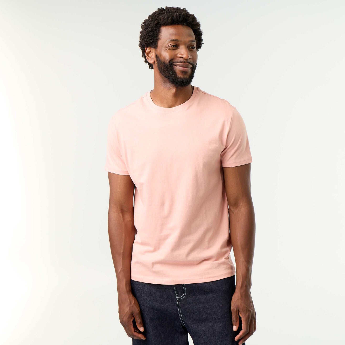 Straight-Cut Plain Jersey T-shirt PINK