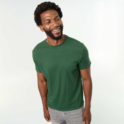 Straight-Cut Plain Jersey T-shirt GREEN