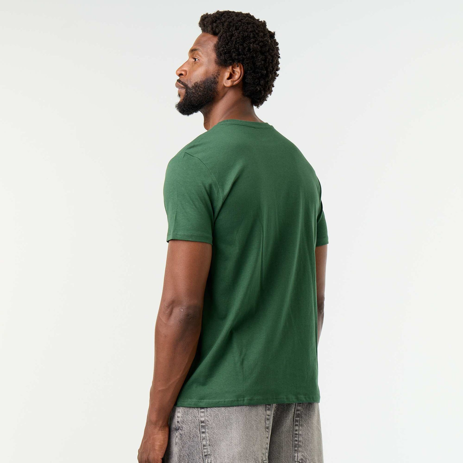 Straight-Cut Plain Jersey T-shirt GREEN