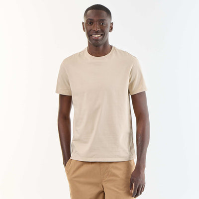 Straight-Cut Plain Jersey T-shirt BEIGE