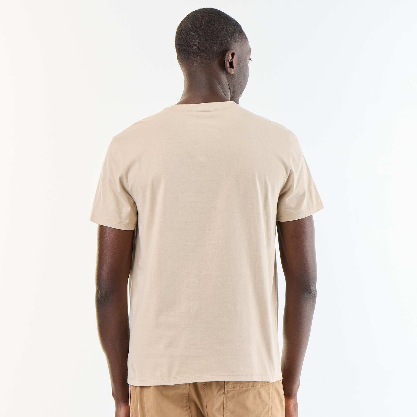 Straight-Cut Plain Jersey T-shirt BEIGE