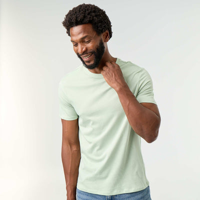 Straight-Cut Plain Jersey T-shirt GREEN