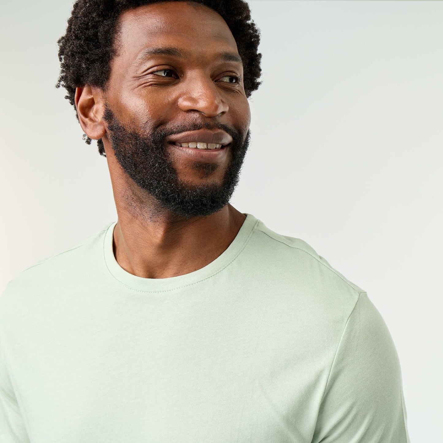 Straight-Cut Plain Jersey T-shirt GREEN